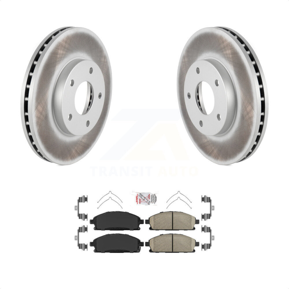 Transit Auto - Front Coated Disc Brake Rotors And Ceramic Pads Kit For 2004-2006 Nissan X-Trail KGA-104682