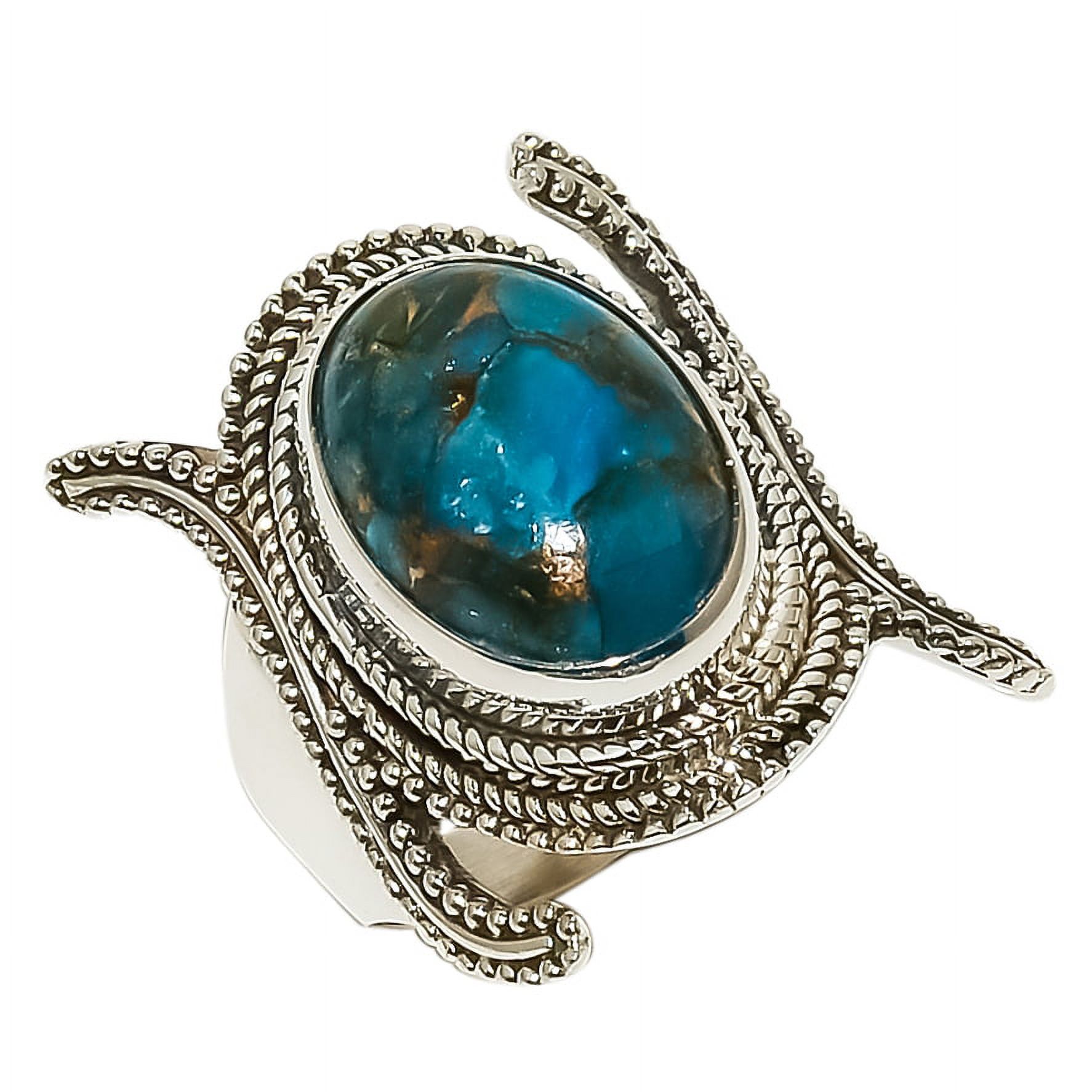 Copper Mohave Blue Turquoise Solid 925 Sterling Silver Ring s.7 S208 SR267-2