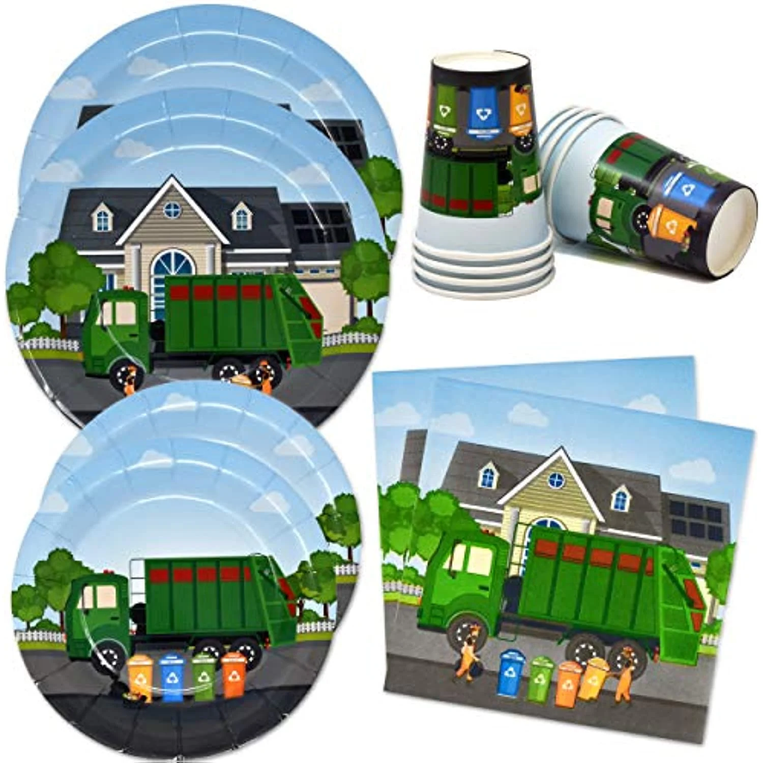 Garbage Truck Party Supplies Tableware Set 24 9