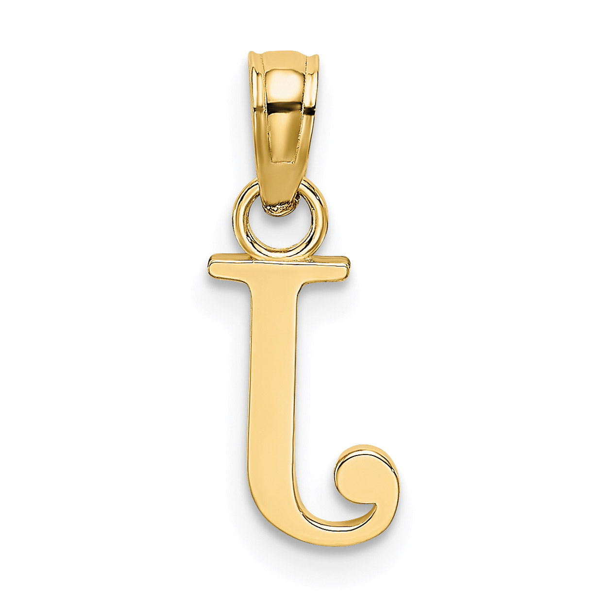 Carat in Karats 10K Yellow Gold Polished J Block Initial Pendant Charm (9mm x 6.2mm) With 10K Yellow Gold Lightweight Rope Chain Necklace 16''
