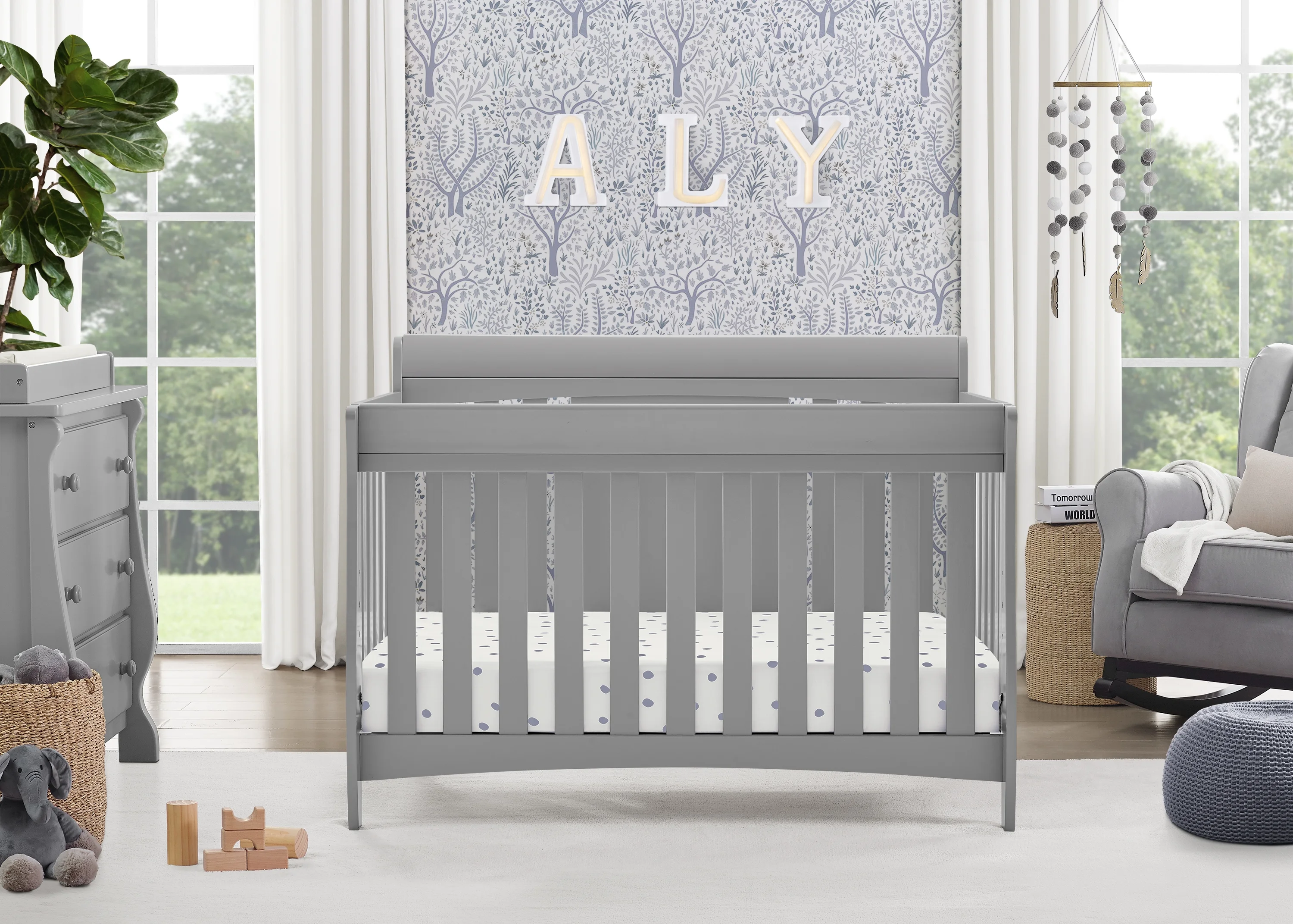 Delta Children Richmond 6-in-1 Convertible Baby Crib, Grey