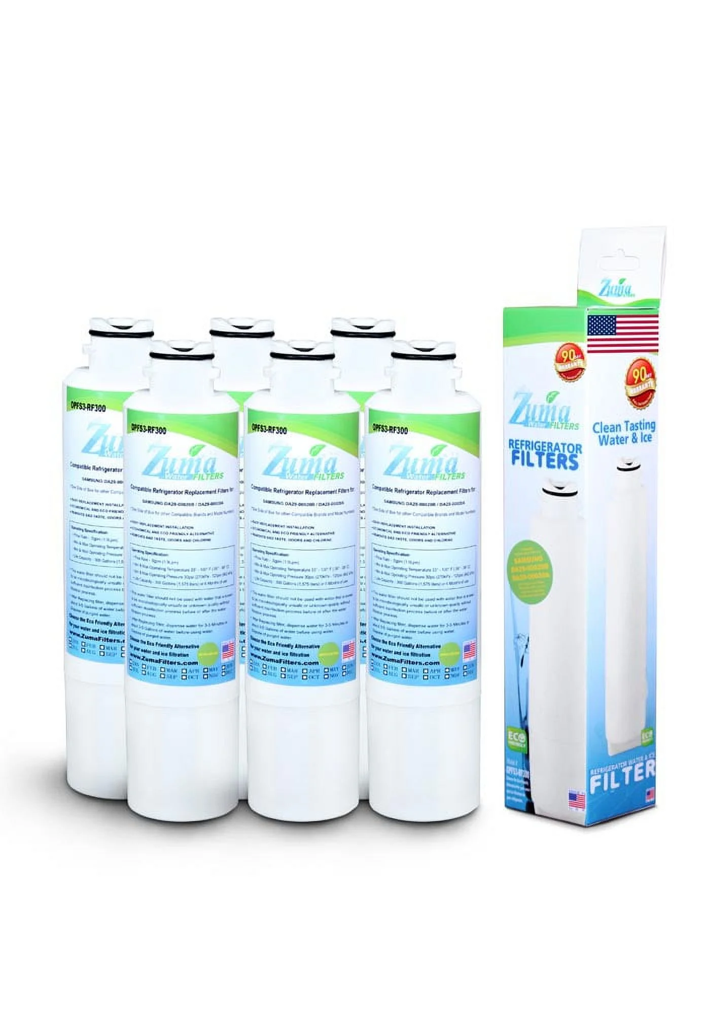 ZUMA Brand , Water and Ice Filter , Model # OPFS3-RF300 , Compatible with Samsung® 9101 - 6 Pack - Made in U.S.A.