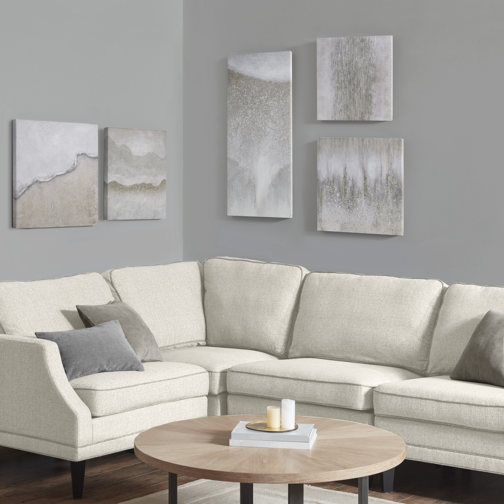Madison Park Natural Essence Hand Embellished Abstract 5-piece Gallery Canvas Wall Art Set, 14x18x1.5