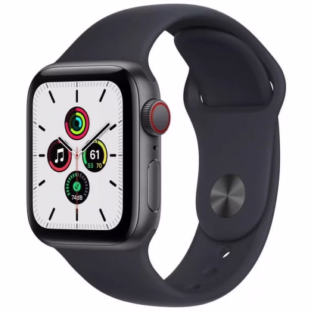Pre-Owned Apple Watch SE 40mm GPS + Cellular Unlocked - Space Gray Aluminum Case - Black Sport Band (2020) - Fair