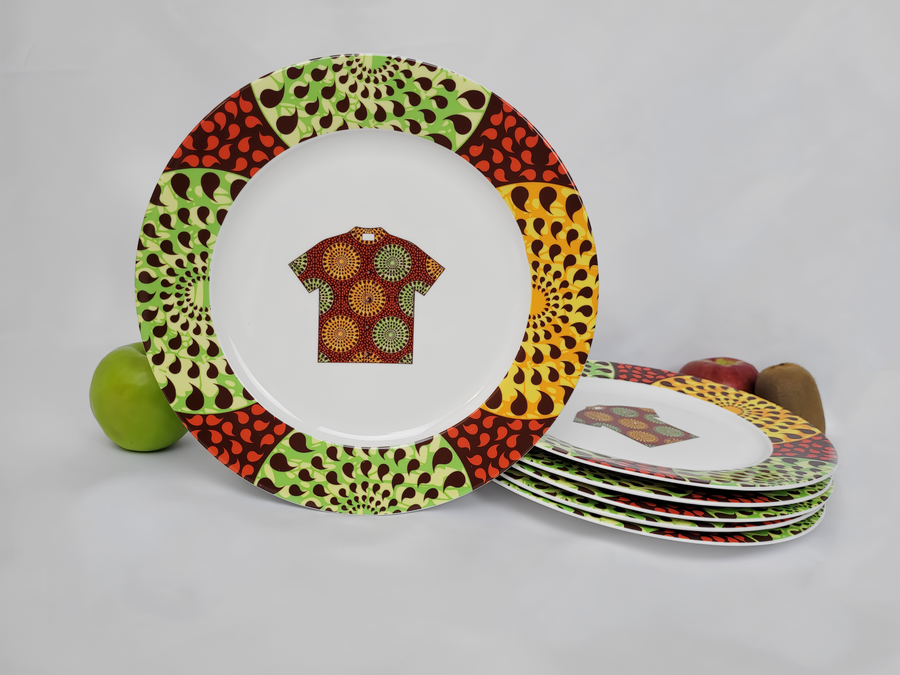 Ankara Ceramic Plates (SET OF 6) - African Dinnerware for Dinning and Decor - African Tableware