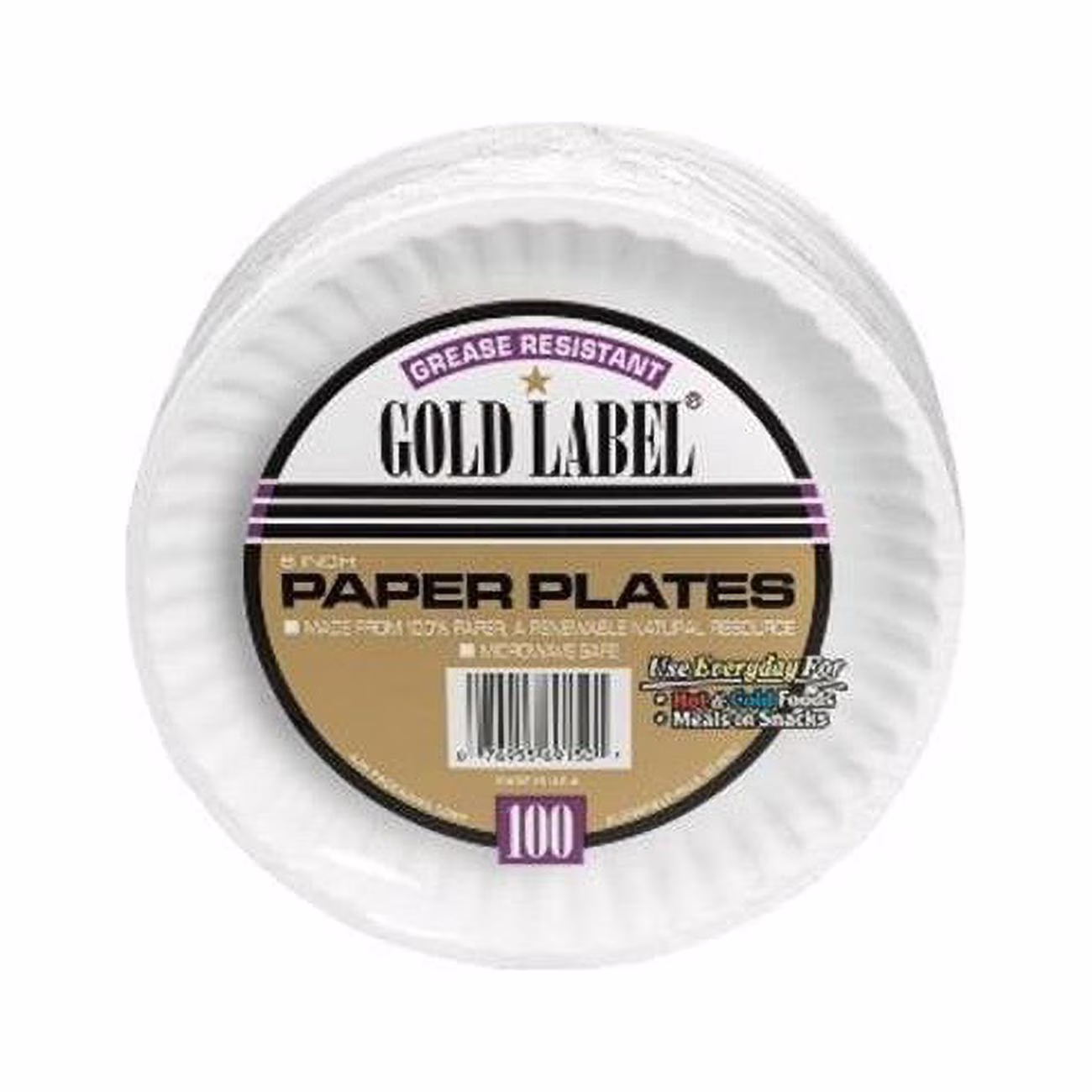 AJM CP9GOEWH CPC 9 in. Gold Label Coated Paper Plate, White - Case of 1000