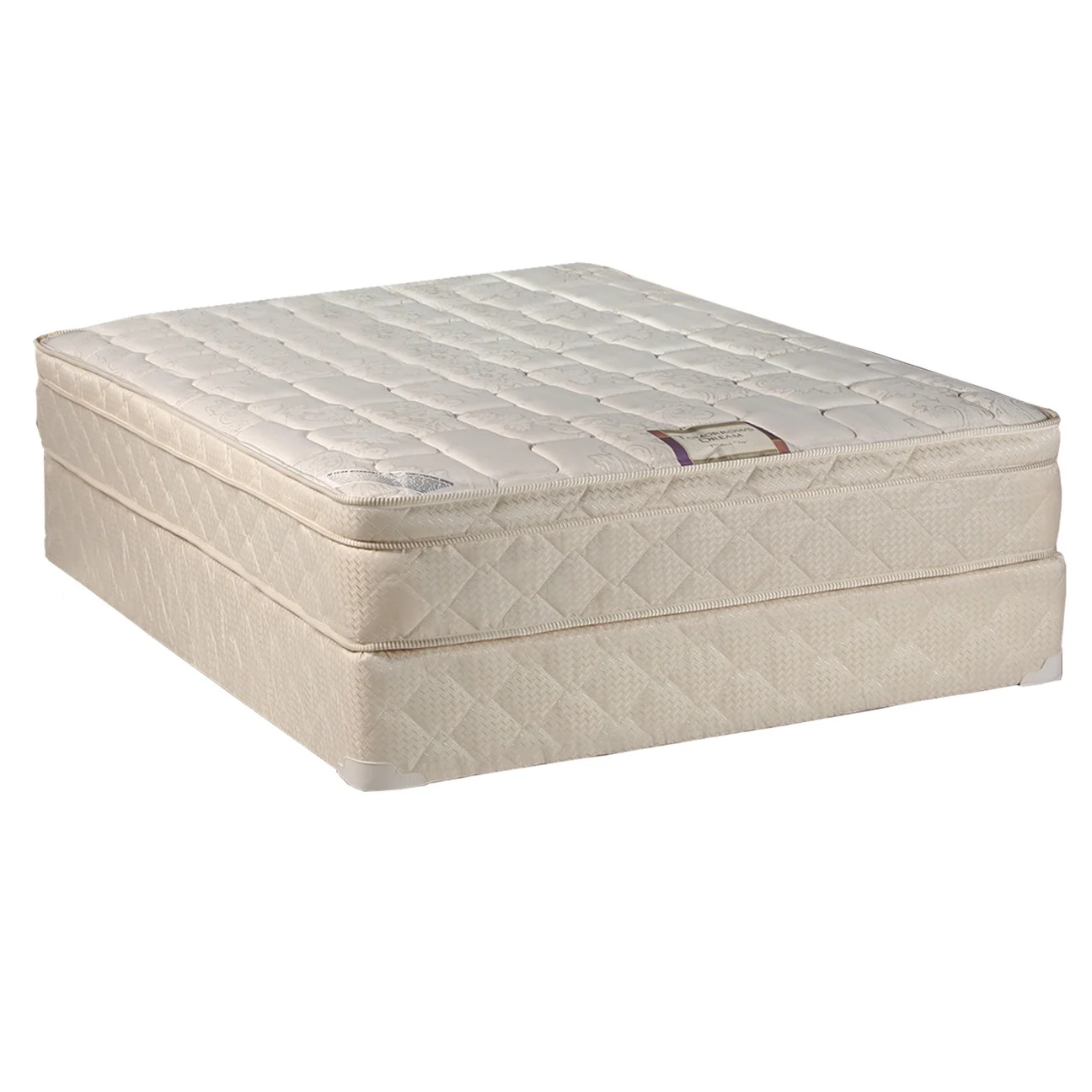DS USA Dreamy Collection Eurotop PillowTop Twin Size Mattress Set with Metal Bed Frame - Medium Firm, Innerspring Coils, Premium Edge Guards, Orthopedic Type, Longlasting by Dream Solutions USA