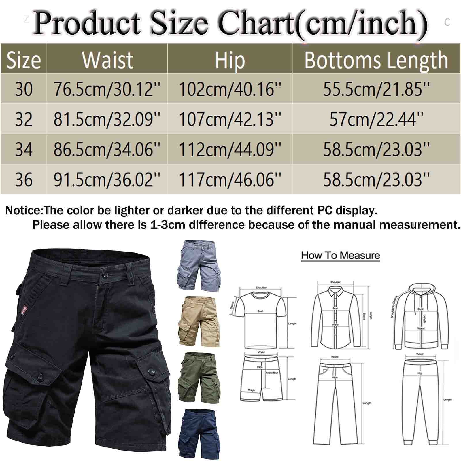 LEKODE Men's Cargo Cotton Shorts Elastic Waist Stretch Lightweight Work Shorts Solid Color Hiking Outdoor Shorts with Pockets