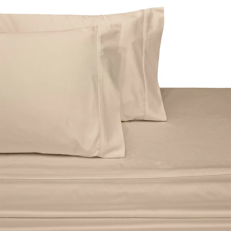 100% Long-Staple Cotton Sateen Sheets 300TC Solid Bed Sheet Set - California King-Linen