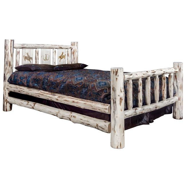 Montana California King Bed with Laser Engraved Bronc Design