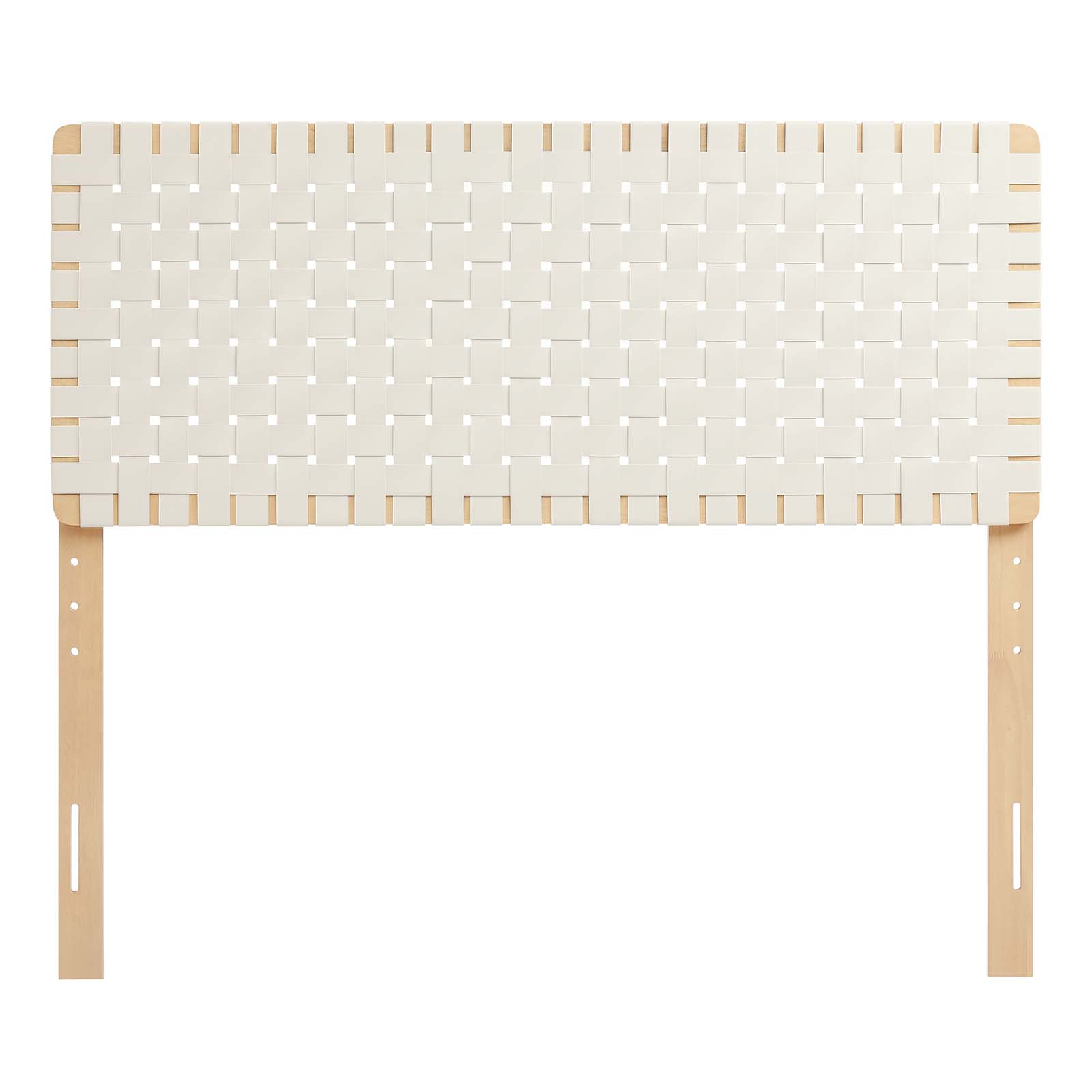 Modway Sparta Weave Full Vegan Leather Headboard in Natural Beige