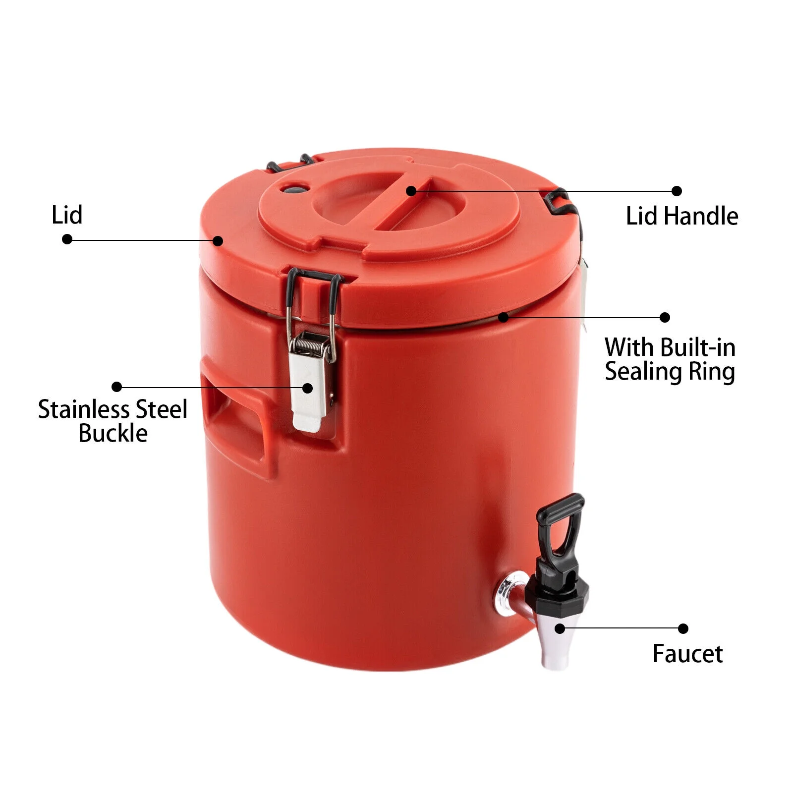 2.64Gal Red Insulated Thermal Hot and Cold Thermal Coffee Airpot Beverage Dispenser