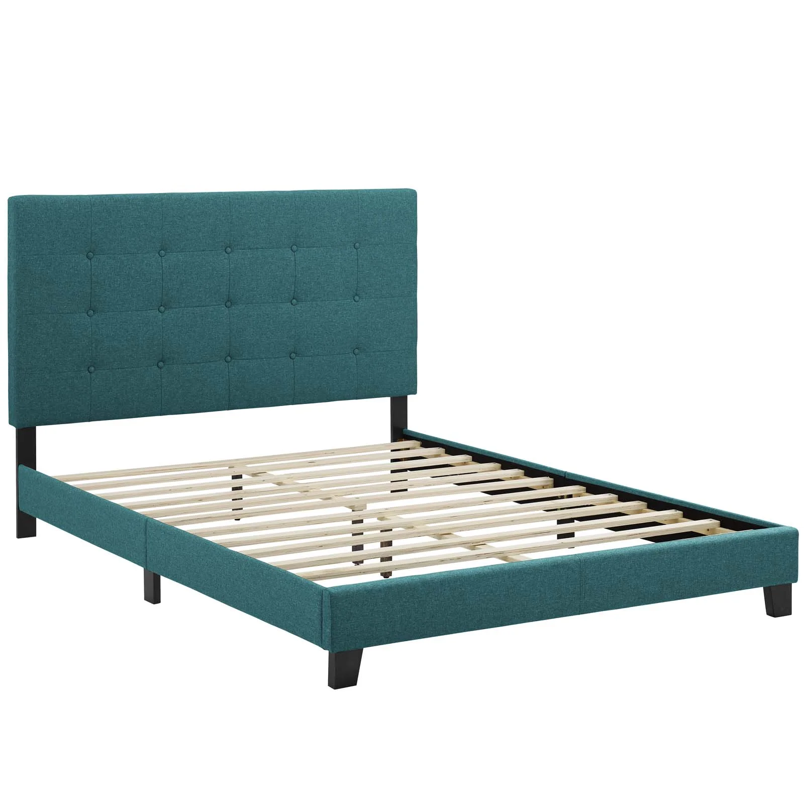 Modway Melanie King Tufted Button Upholstered Fabric Platform Bed, Blue