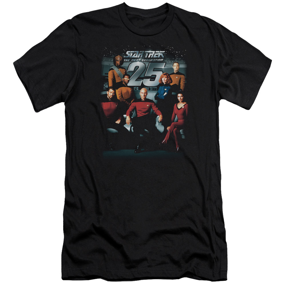 Star Trek 25Th Anniversary Crew Adult 30/1 T-Shirt Black
