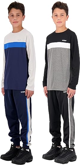 Hind Boys 4-Piece Active Long Sleeve T-Shirt and Jogger Sweatpant Set, Size 5-12