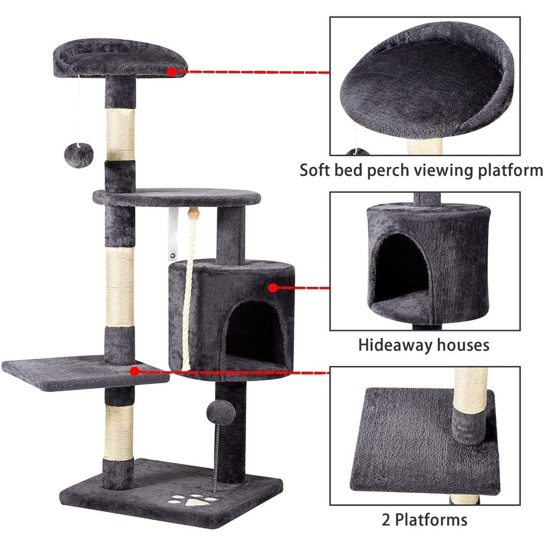 EROMMY Multi-Level Cat  Tree Tower Condo DarkGrey