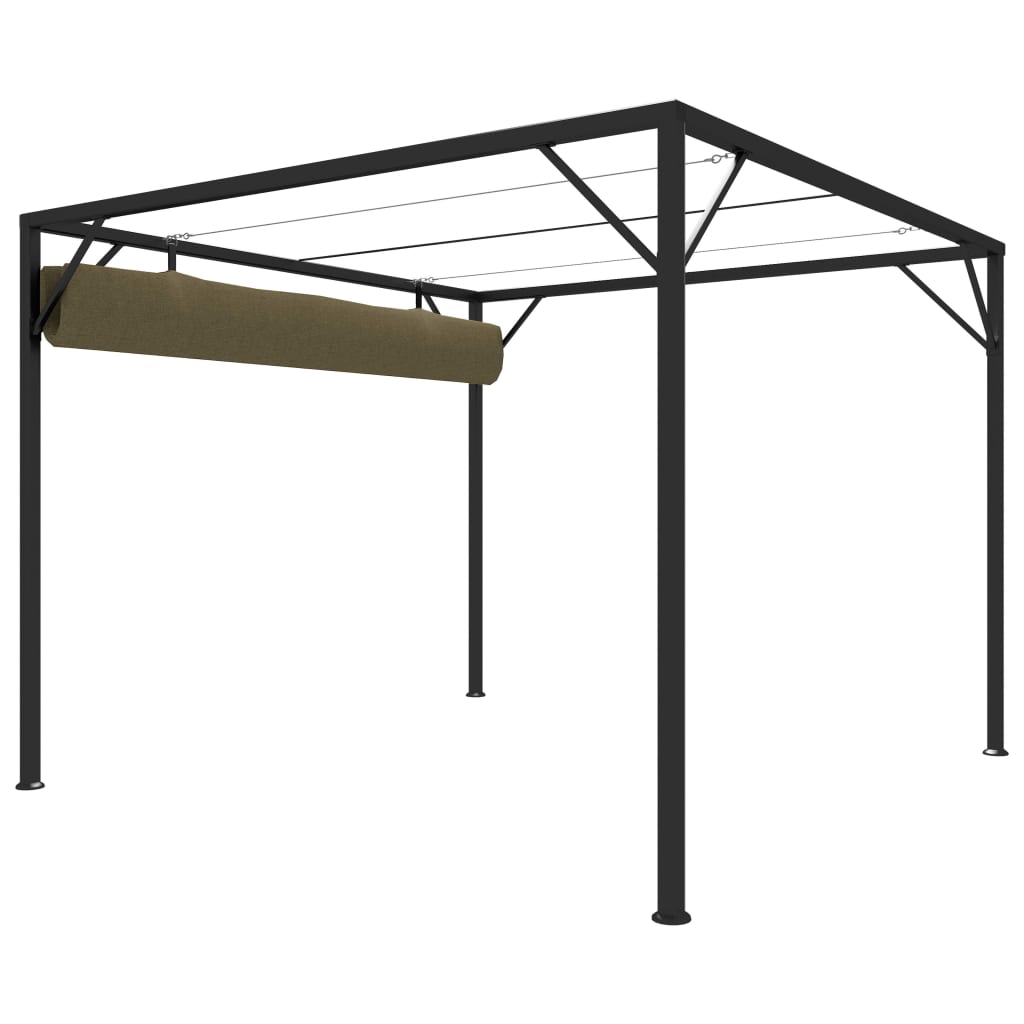 Garden Gazebo with Retractable Roof 9.8'x9.8' Taupe 0.6 oz/ft2