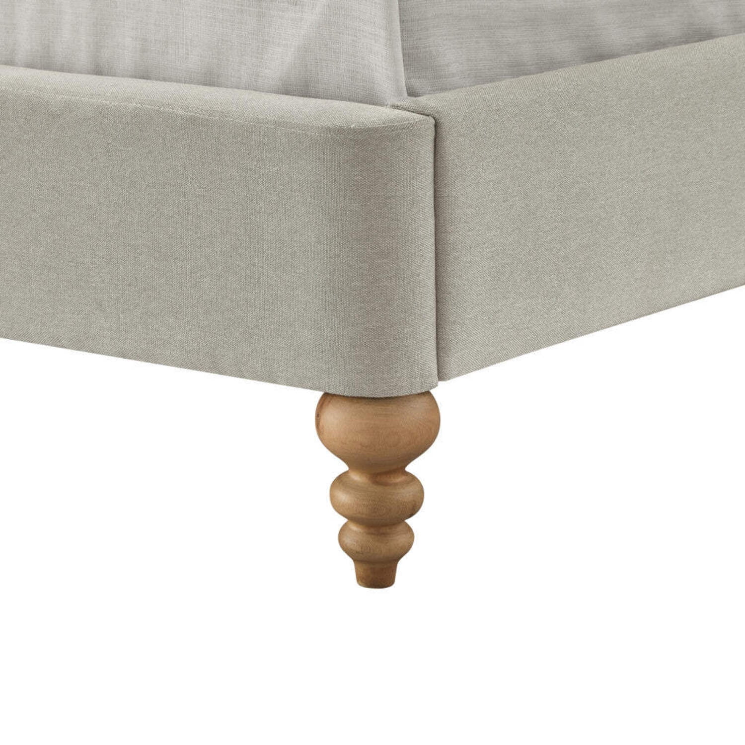Cream Solid Wood Twin Tufted Upholstered Linen Bed
