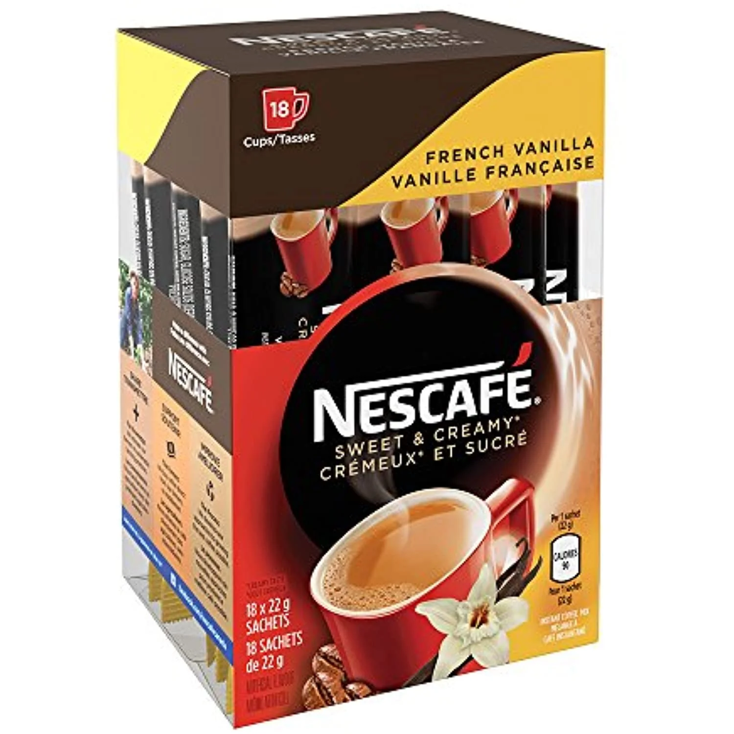 Nescafé Sweet & Creamy French Vanilla, Instant Coffee Sachets, 18X22g (18 Cups)