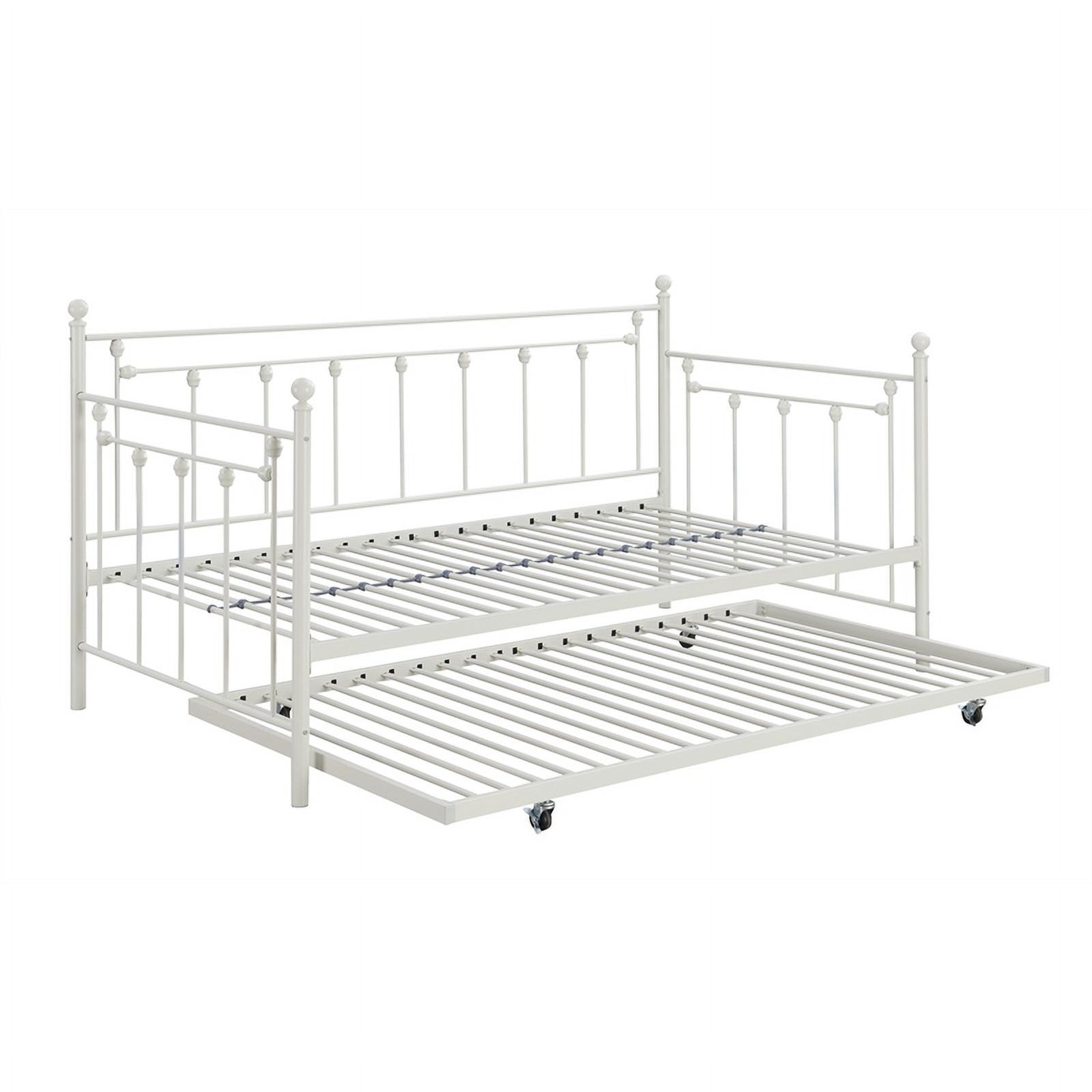 Pemberly Row Spindle Metal Twin Daybed with Trundle Gunmetal