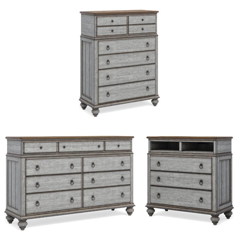 Home Square 3-Piece Set with Drawer Chest & Dresser & Media Chest