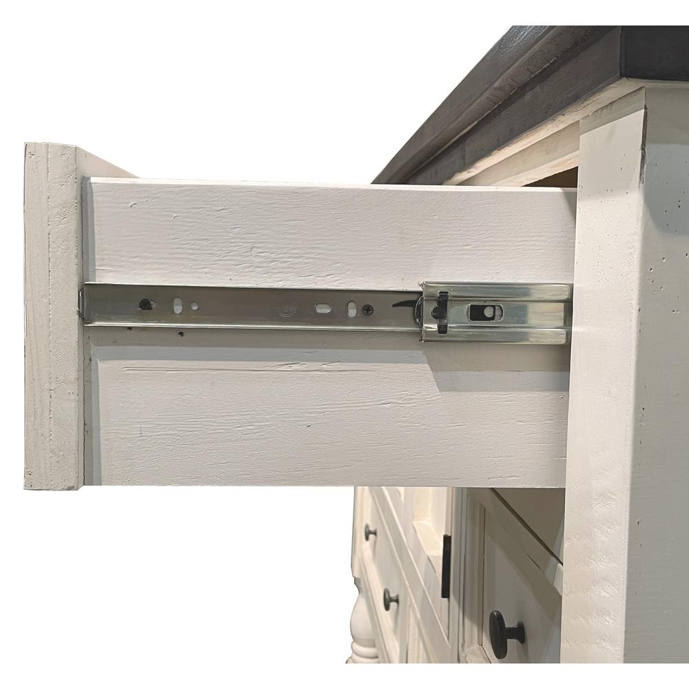 Rustic French 5Pc Queen Bedroom Set in Distressed White/Brown Wood / Panel Bed