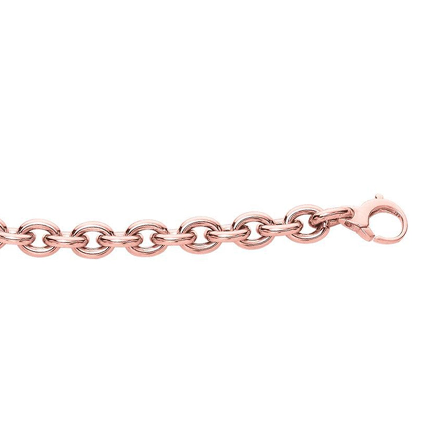 JewelStop 14K Rose Gold Polished Finish Oval Cable Link Chain Bracelet with Lobster Clasp - 7.5