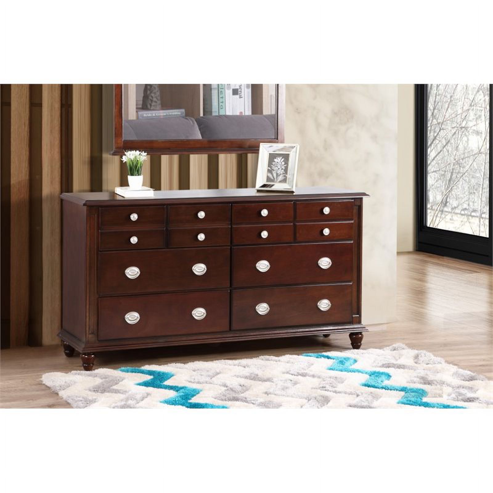 Bowery Hill Engineered Wood Traditional 6 Drawer Dresser in Cappuccino