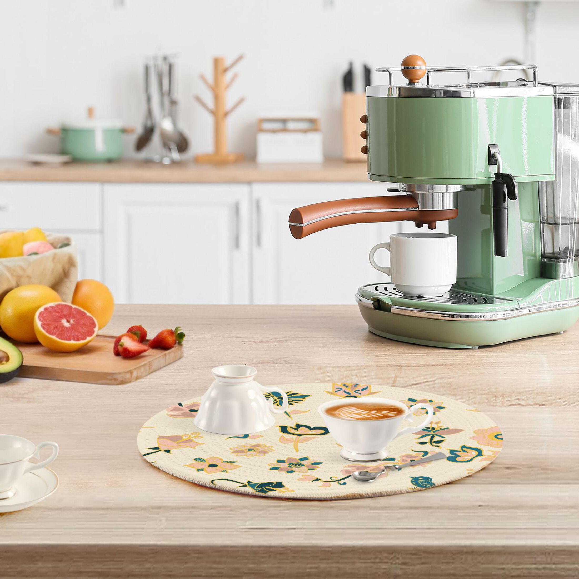 Pink Navy and Gold Flowers 3 PCs Pot Holders Trivets Kitchen 15