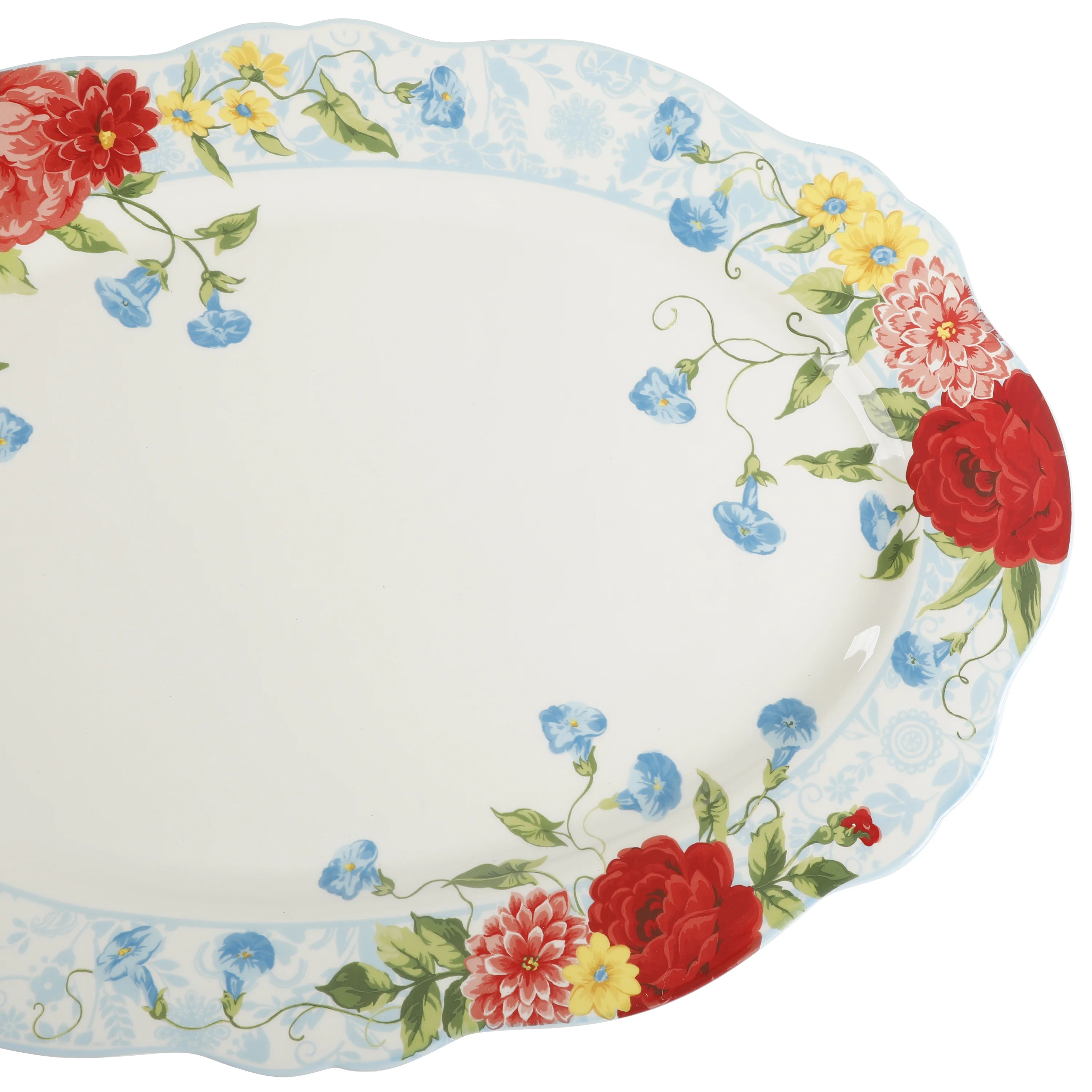 The Pioneer Woman Sweet Rose Stoneware 21-inch Oval Serving Platter