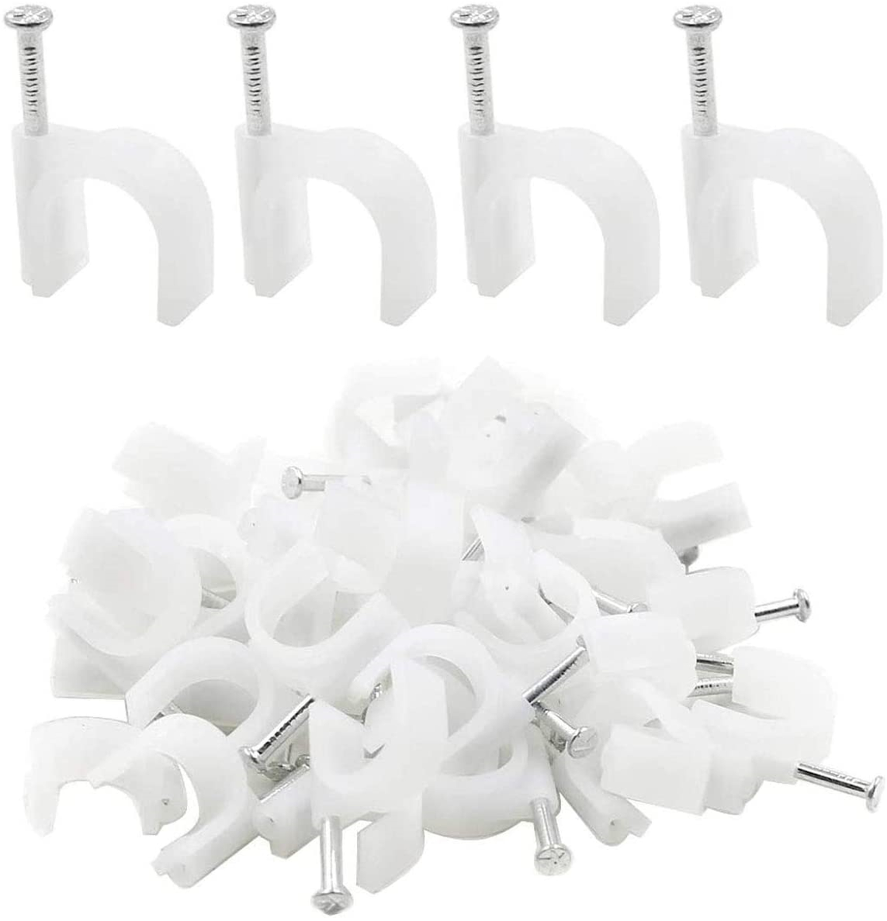 L-A White Half Clamp J-Hook with Nail For Pex Tubing Pipe Support 16mm/0.63“ (50Pcs)