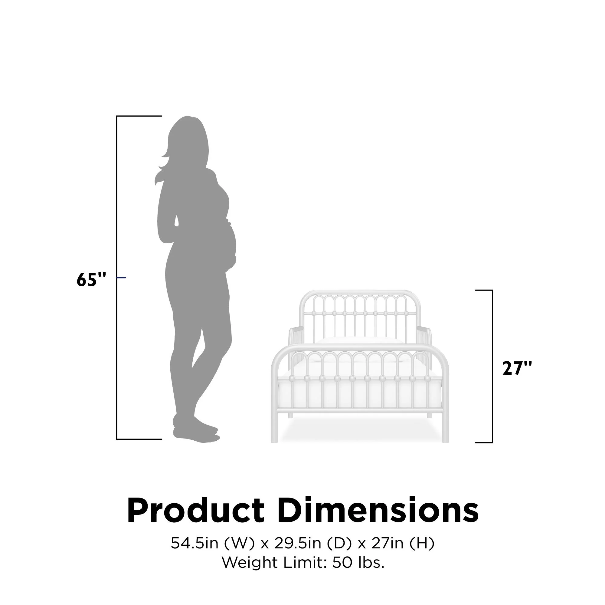 Little Seeds Monarch Hill Ivy Metal Toddler Bed with Safety 1st Sweet Dreams Baby & Toddler Mattress, Off White