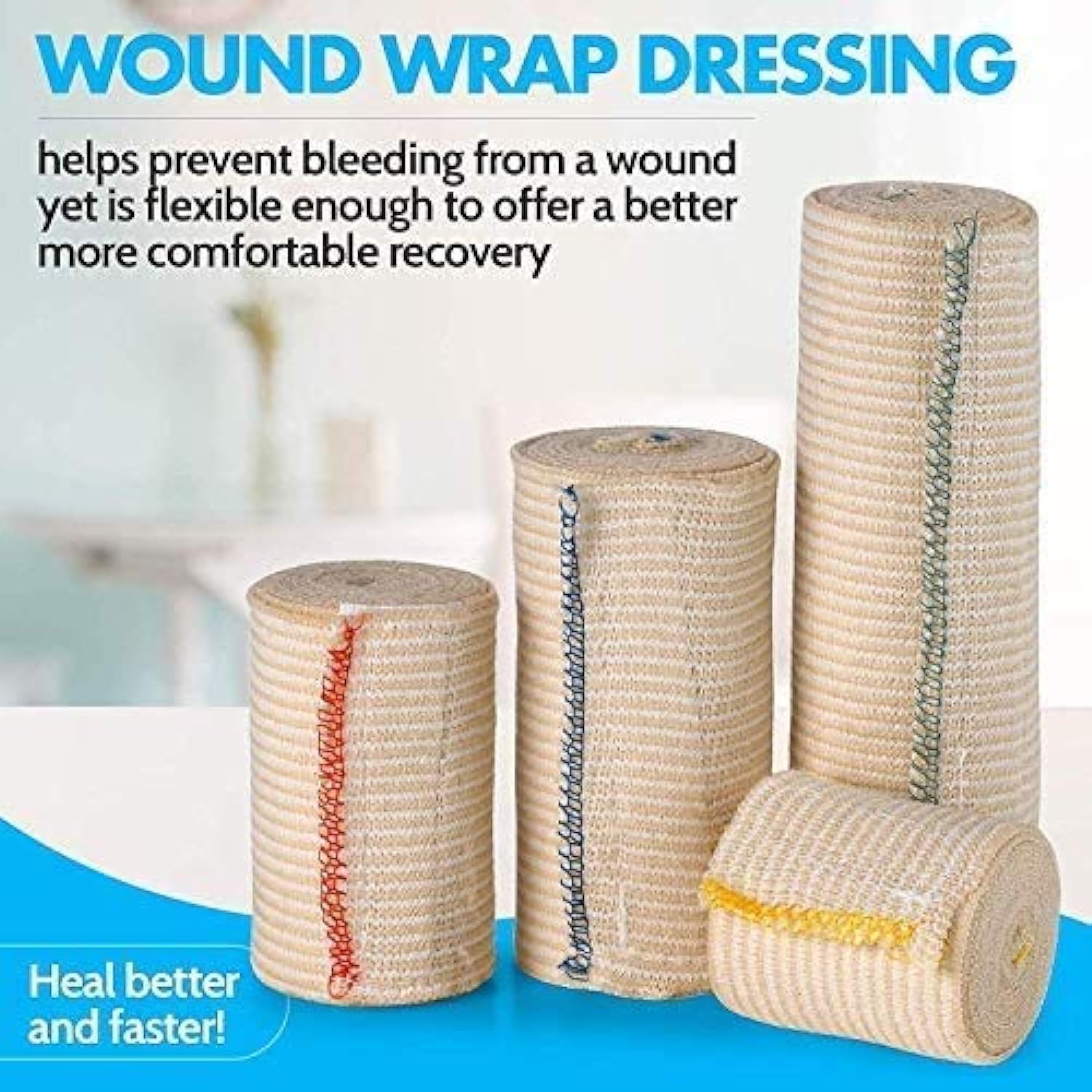 MEDca Premium Elastic Bandage Wrap - Compression Rolls with Hook, Loop Closure - 12 Count (Pack of 1)