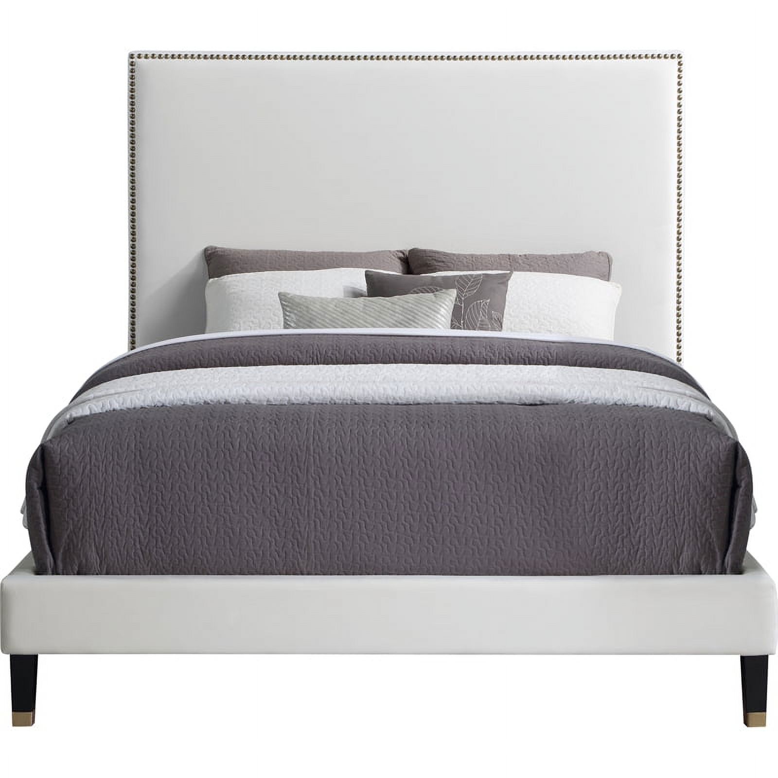 Meridian Furniture Harlie Cream Velvet Full Bed