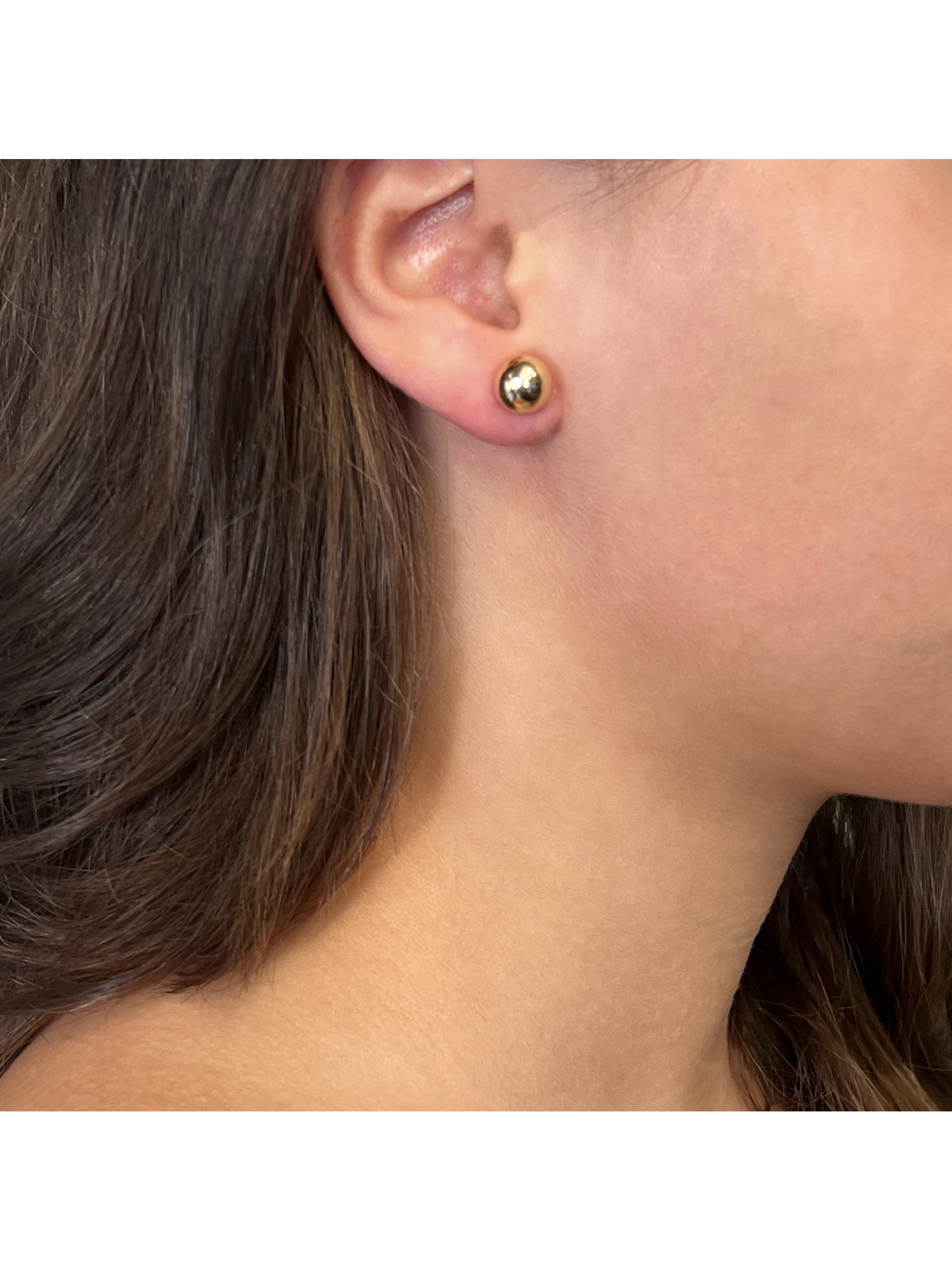 Rachel Koen Bead Ball Stud Earrings 14K Yellow Gold 9mm