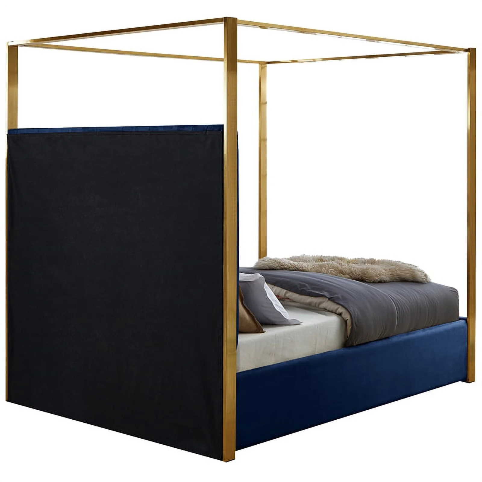 Meridian Furniture Jones Navy Velvet King Bed