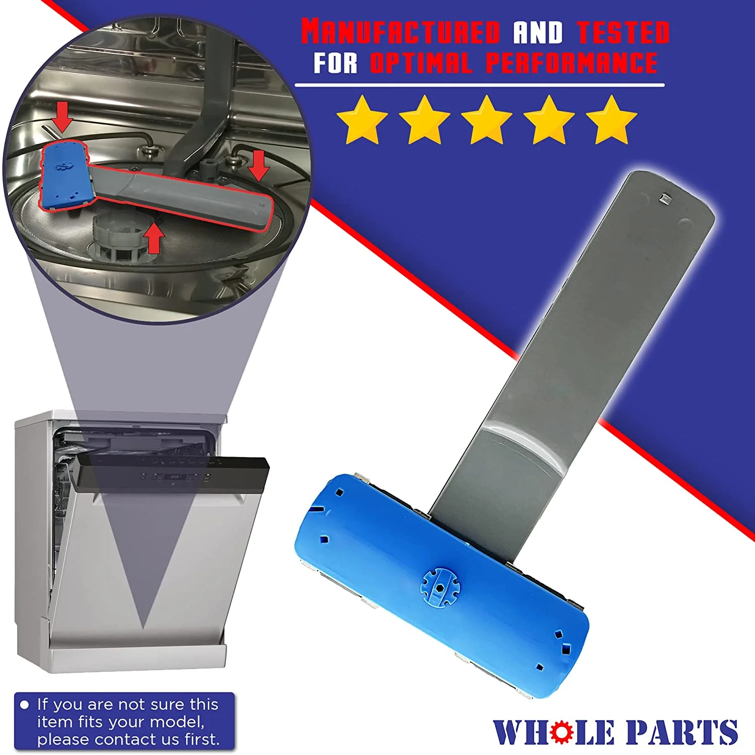 Whole Parts Dishwasher Lower Spray Arm Part # 5304506660 - Replacement and Compatible With Some Frigidaire Dishwashers