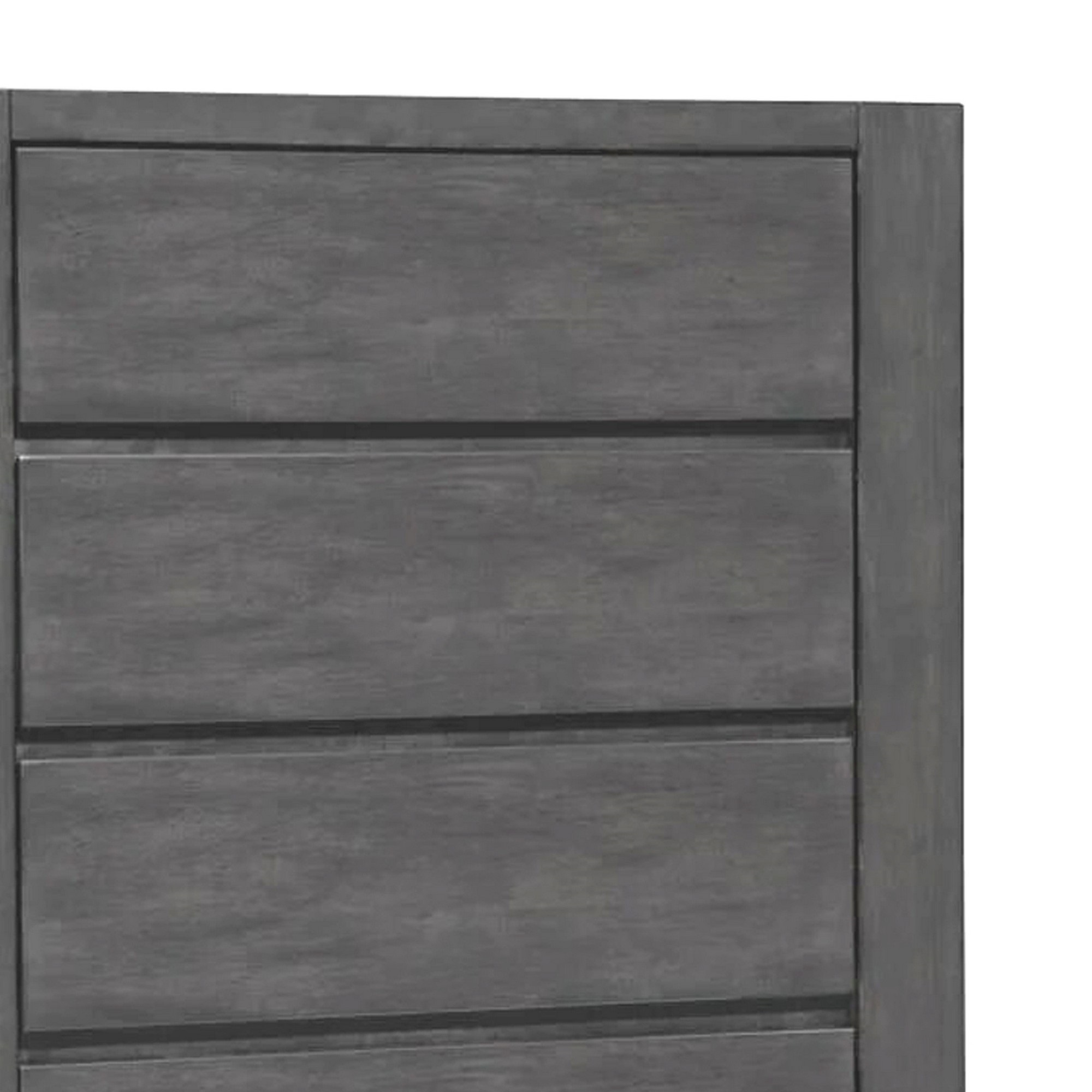 Benjara  51 in. Felt Lined Inset Handles 5 Drawer Tall Dresser Chest, Gray