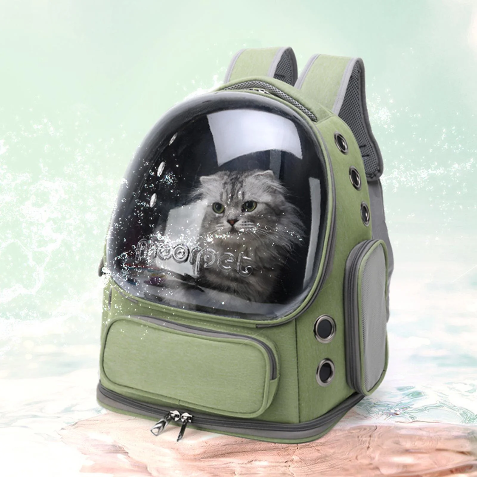 Cat Backpack Carrier Bubble Carrying Bag, Small Dog Backpack Carrier for Small Medium Dogs Cats, Pet Carrier Dog Hiking Backpack, Travel Carrier Green