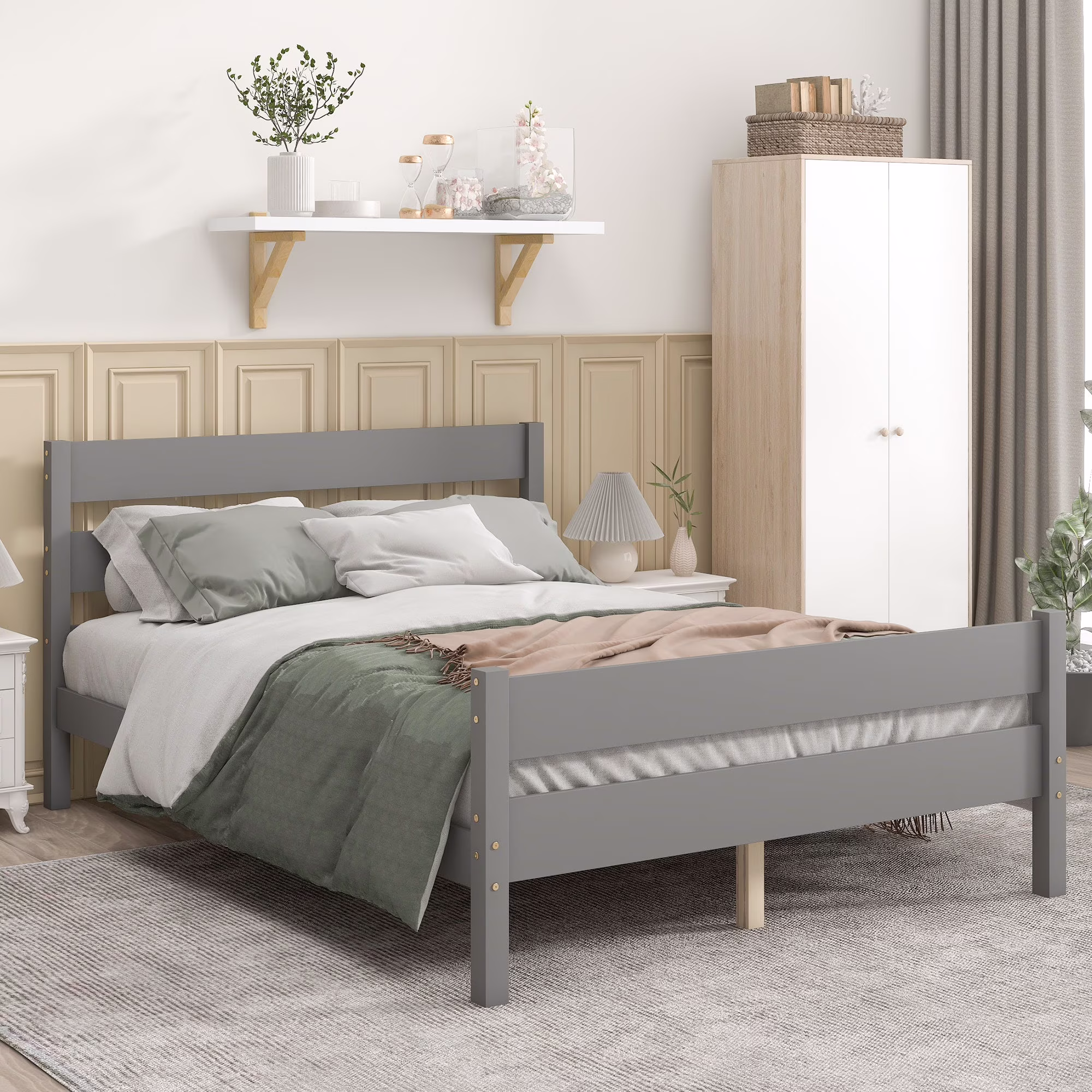 Saba Full Size Platform Bed Frame - Grey