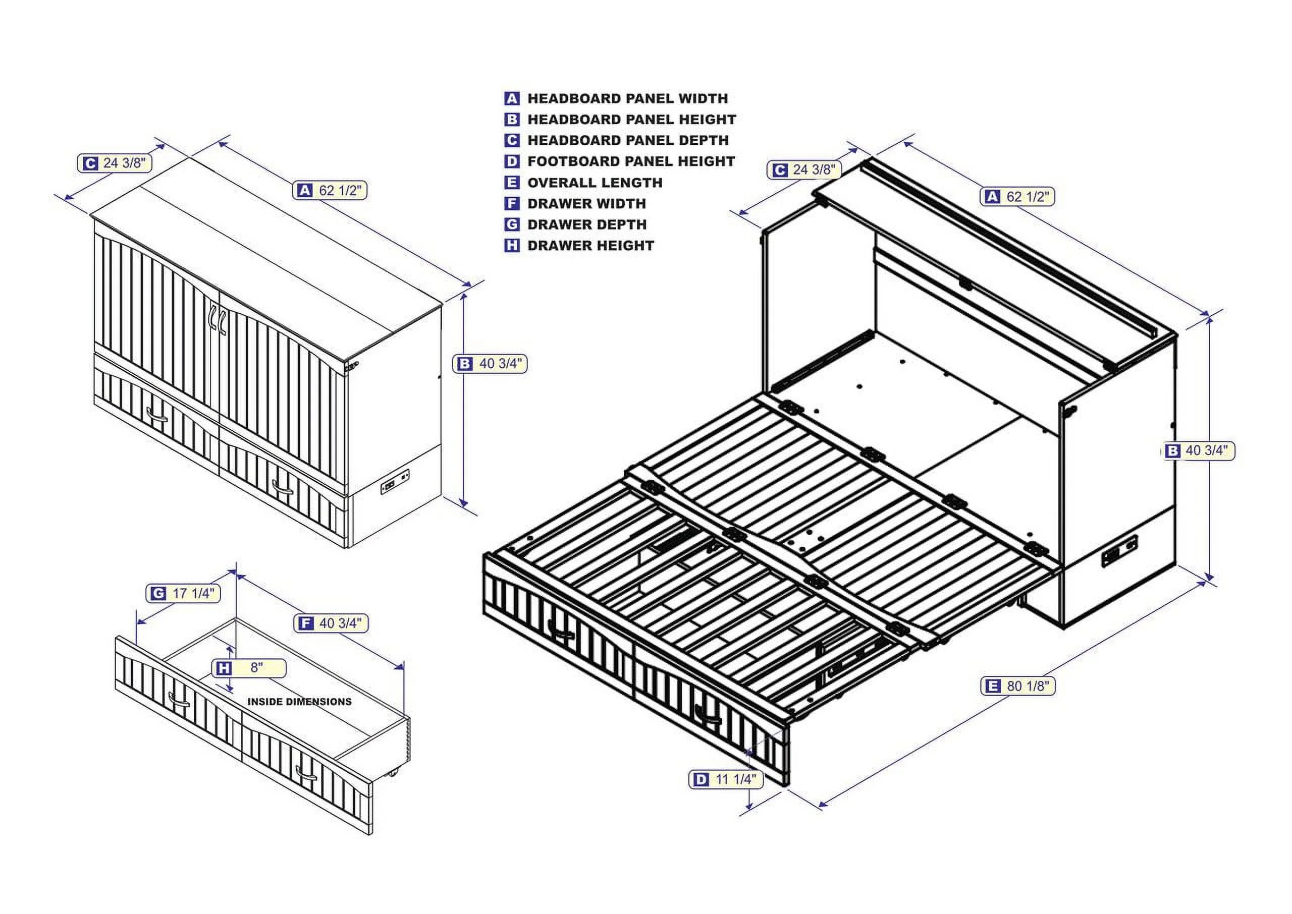 Southampton Murphy Bed Chest Queen Walnut with Charging Station