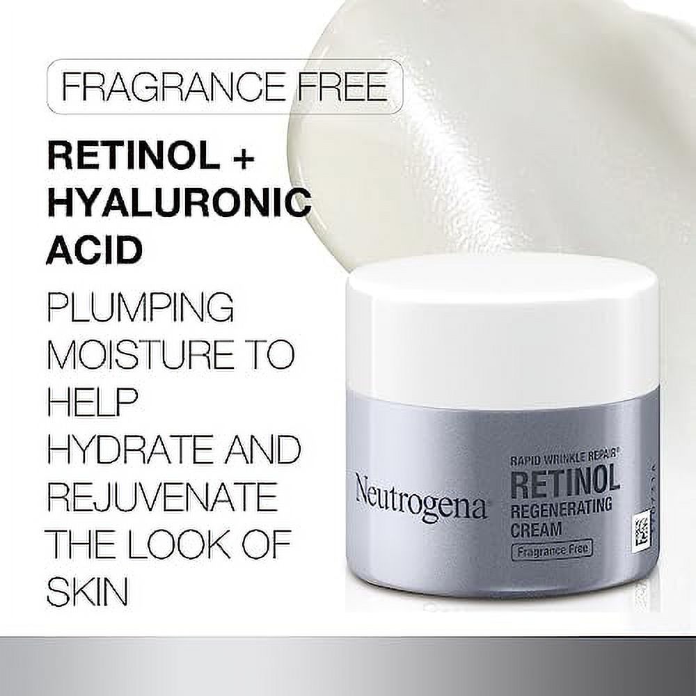 Neutrogena Rapid Wrinkle Repair Retinol Face Moisturizer, Fragrance Free, Daily Anti-Aging Face Cream with Retinol & Hyaluronic Acid to Fight Fine Lines, Wrinkles, & Dark Spots, 1.7 oz