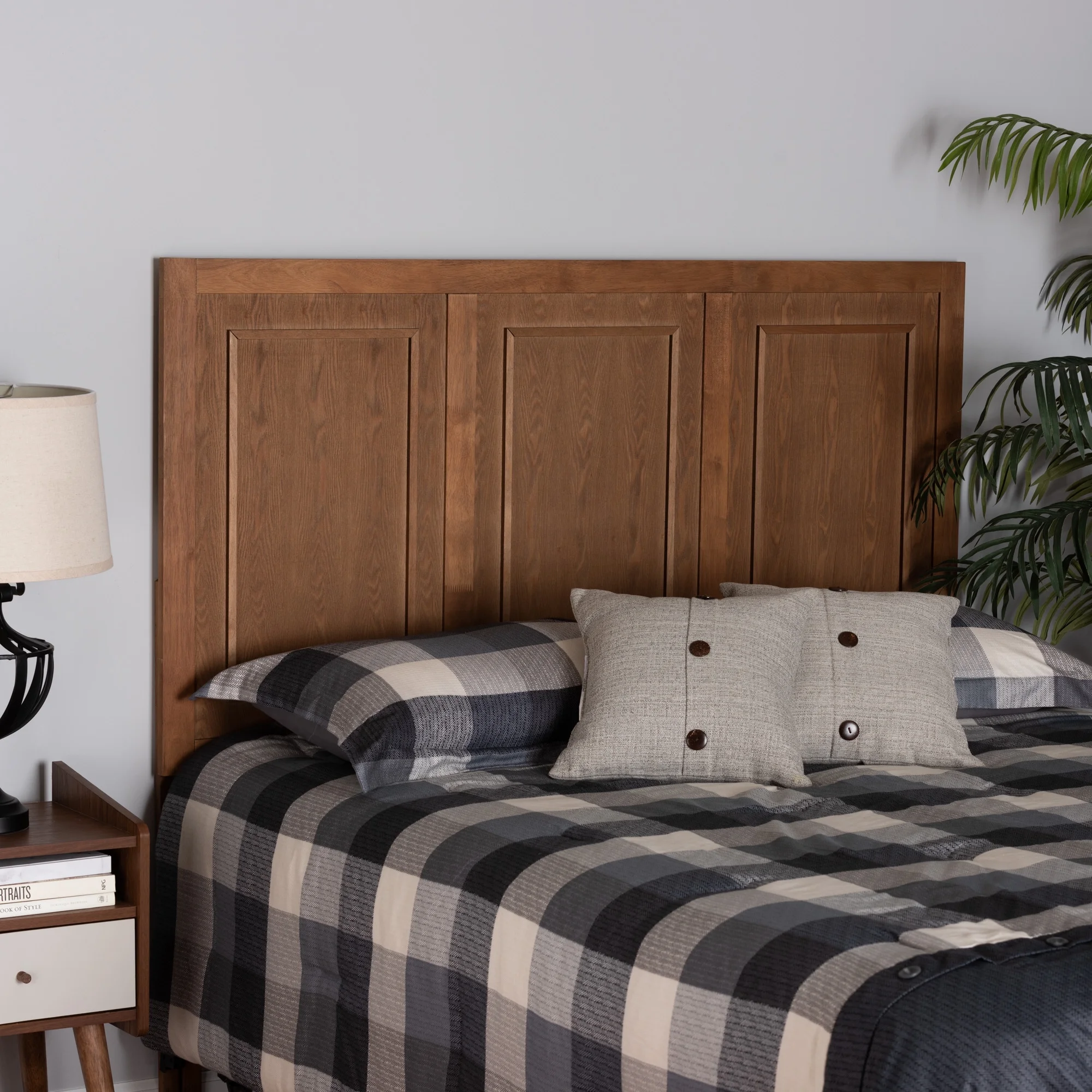 Baxton Studio Giordano Classic and Traditional Ash Walnut Finished Wood Full Size Headboard