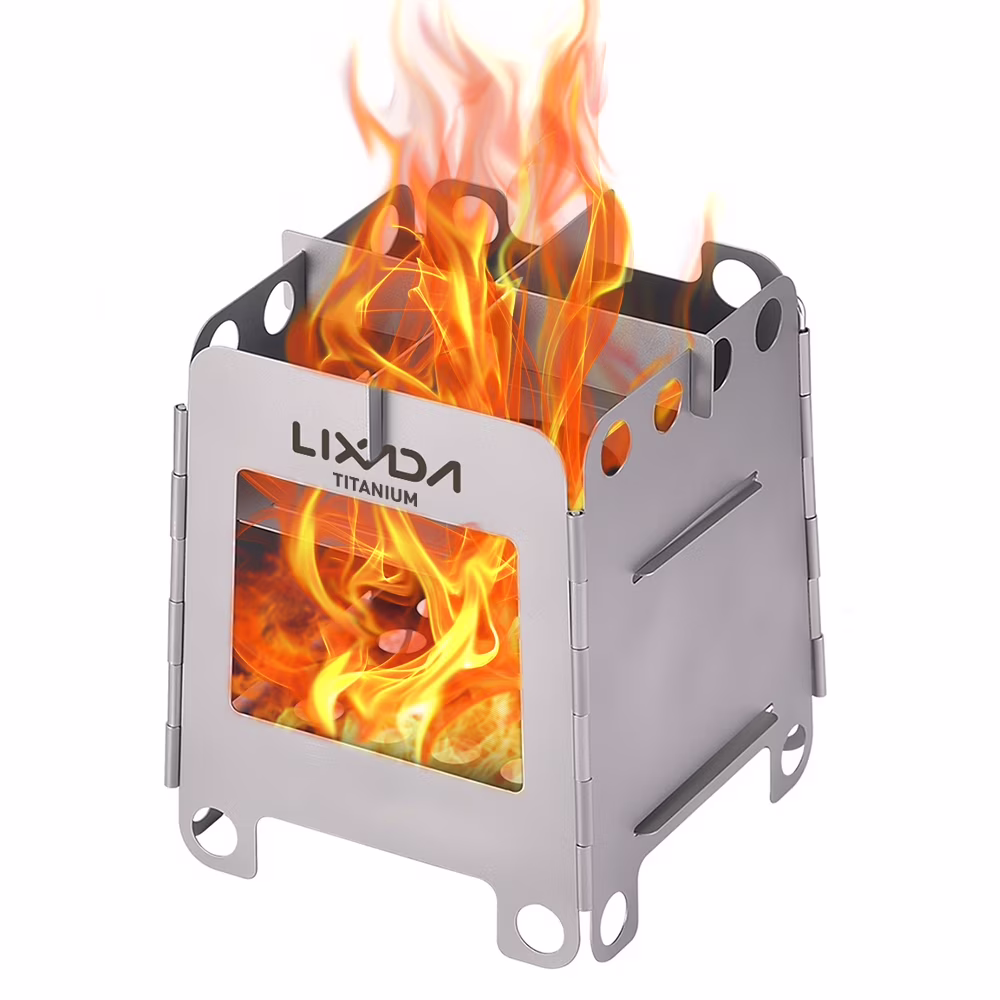 Lixada Lightweight Titanium Stove, Folding Wood Burning Stove, Perfect for Camping