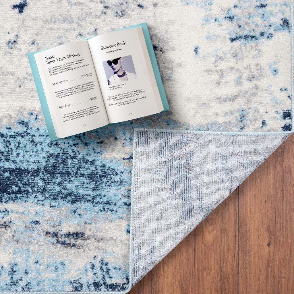 Luxe Weavers Kingsbury Collection Abstract Area Rug 7773 Blue 8x10