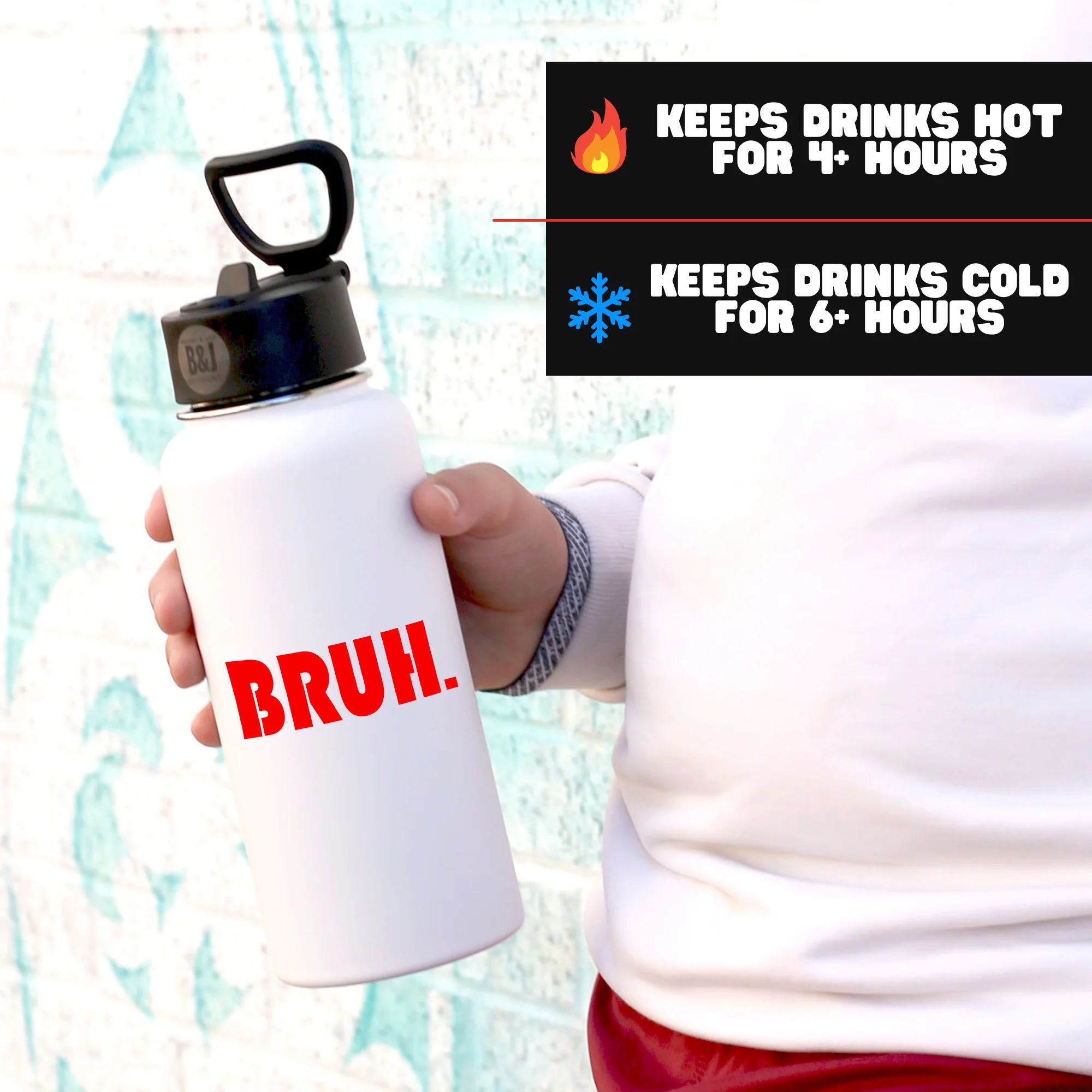 Bruh White 32 oz Water Bottle