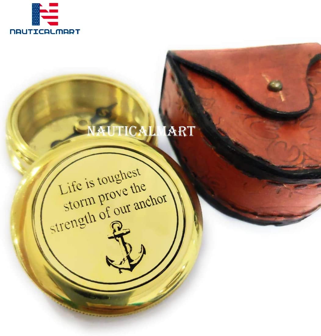 NauticalMart Life is a roughest Storms Prove The Strength of Your Anchor Engraved Compass with case, Graduation Day Gifts, Confirmation Gift Ideas, Baptism Gifts, Birthday Gifts