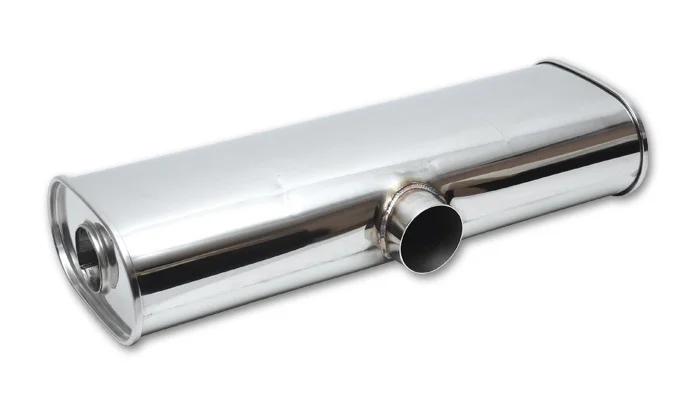 Vibrant 10632 Transverse Oval Muffler, Polished Stainless, 3 Inch