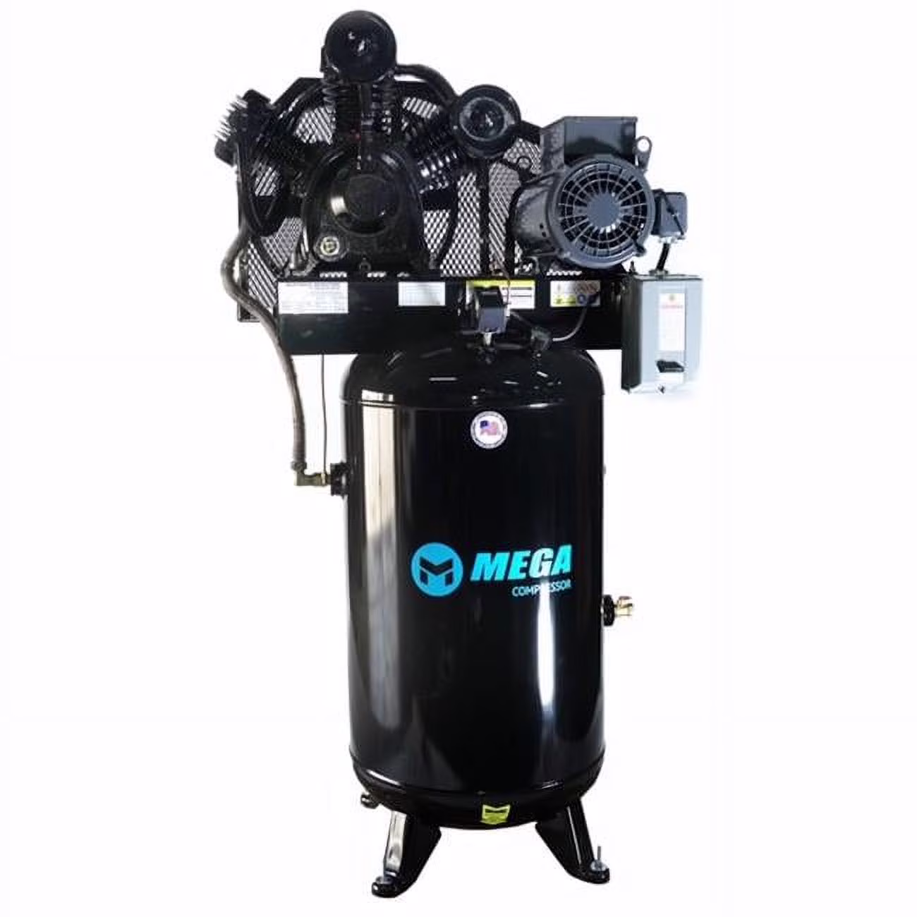 80 gal 7.5 HP Upright 28 CFM at 175 PSI Two Stage Air Compressor with Mag Starter & 10 HP Pump