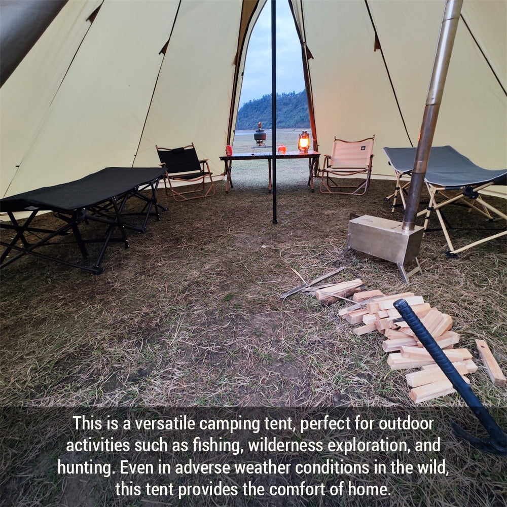 Walmeck Tipi Hot Tent with Stove Jack Camping Teepee Tent, 5-8 Person, for Camping Backpacking Hiking